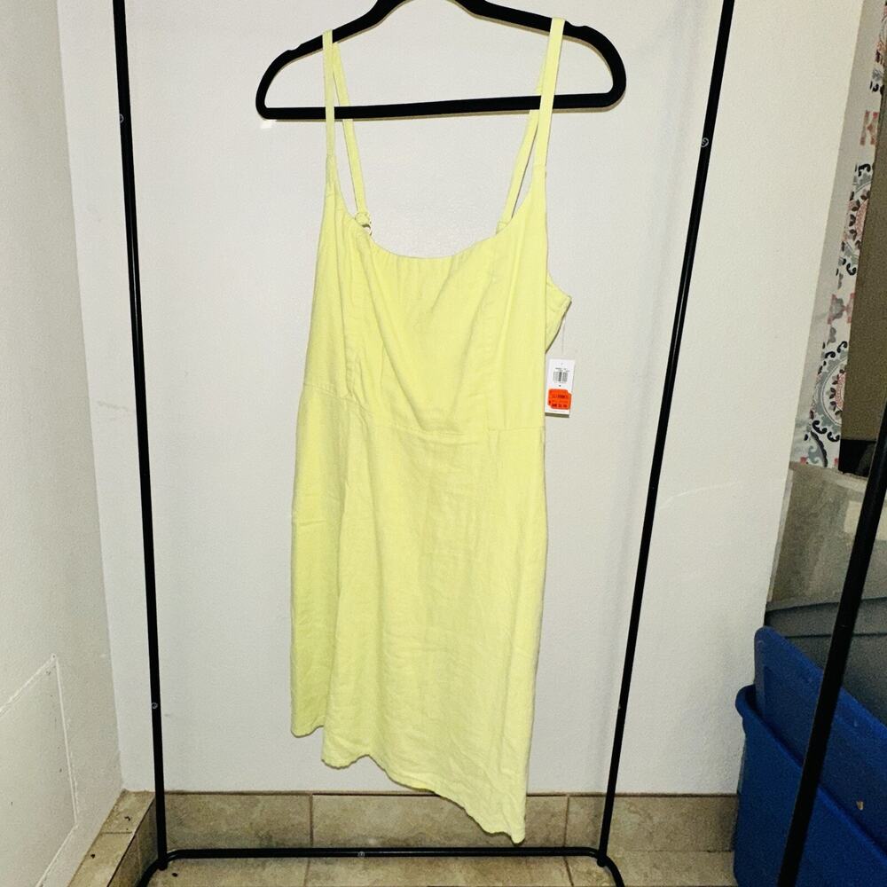 Old Navy Meringue Yellow Spaghetti Strap Linen Dress Pockets 863521-04-1 Medium‎